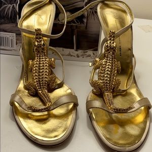 Giuseppe Zanotti gold alligator heels